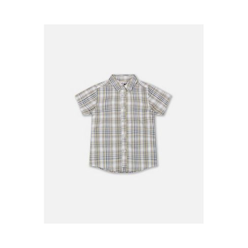 Deux par Deux Boy Plaid Short Sleeve Shirt Blue Green - Toddler Child