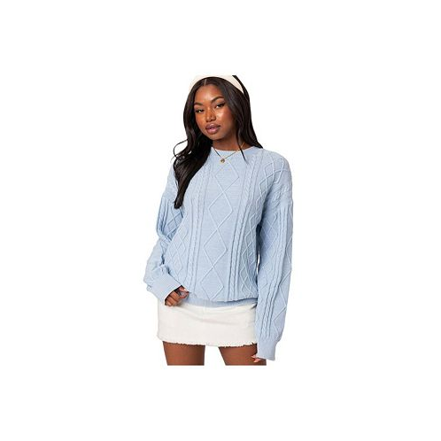 Edikted Womens Jessy cable knit oversized sweater