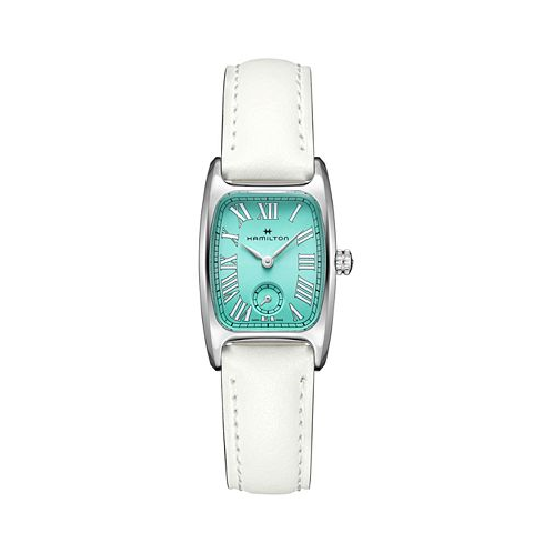 Hamilton Womens Swiss American Classic Small Second White Leather Strap Watch 24x27mm