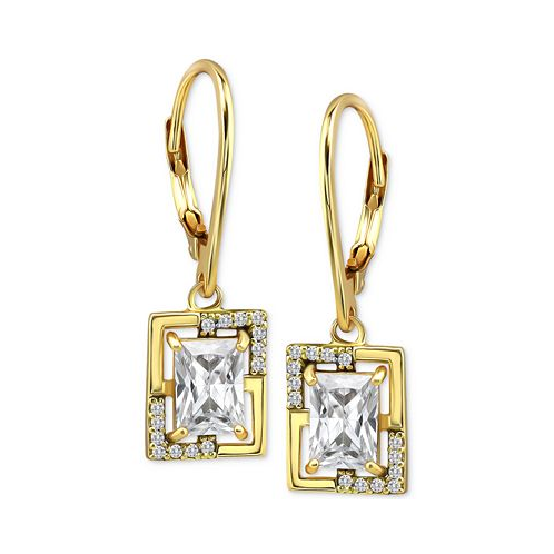 Giani Bernini Cubic Zirconia Square Framed Leverback Drop Earrings in 18k Gold-Plated Sterling Silver