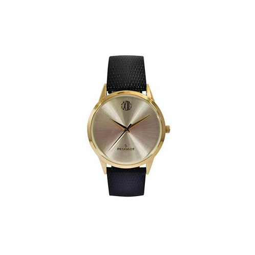 Peugeot Mens 40mm Wafer Slim Round Gold-Plated Case Watch-Champagne