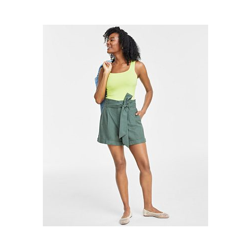 On 34th Womens Paperbag-Waist Belted Shorts