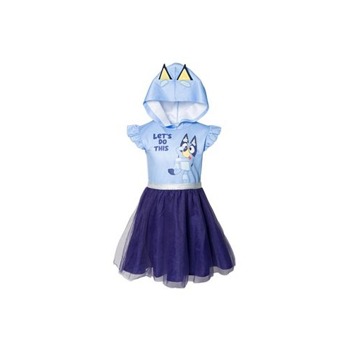 Bluey Girls Mesh Cosplay Short Sleeve Dress Blue Toddler| Child