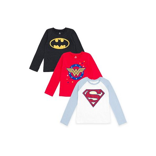 DC Comics Justice League Batman Superman Wonder Woman Girls 3 Pack Long Sleeve T-Shirts Toddler Child