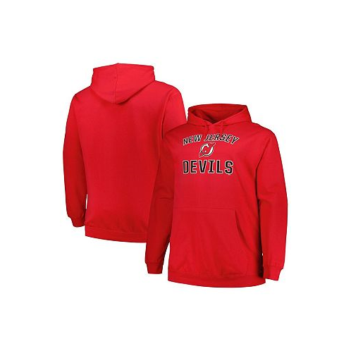 Profile Mens Red New Jersey Devils Big and Tall Arch Over Logo Pullover Hoodie