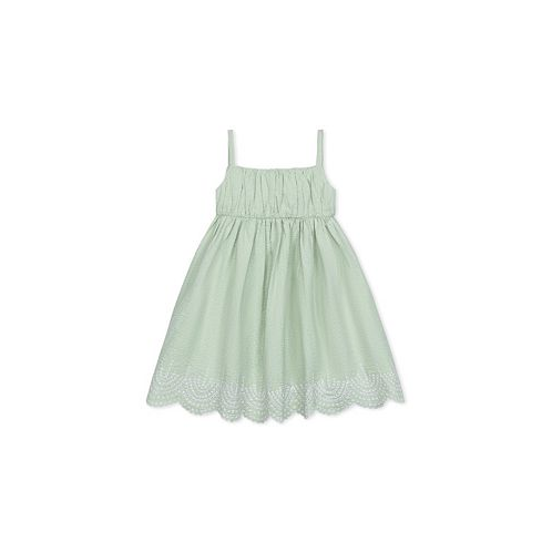 Hope & Henry Baby Girls Organic Sleeveless Ruched Party Dress with Embroidered Hem