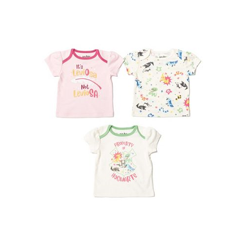 Harry Potter Baby Girls Gryffindor Hufflepuff Ravenclaw Slytherin 3 Pack T-Shirts Pink / White