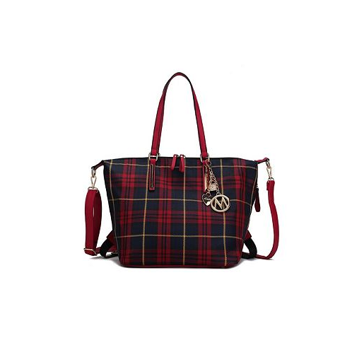 MKF Collection Layla Plaid Tote Bag Convertible in Backpack By Mia K