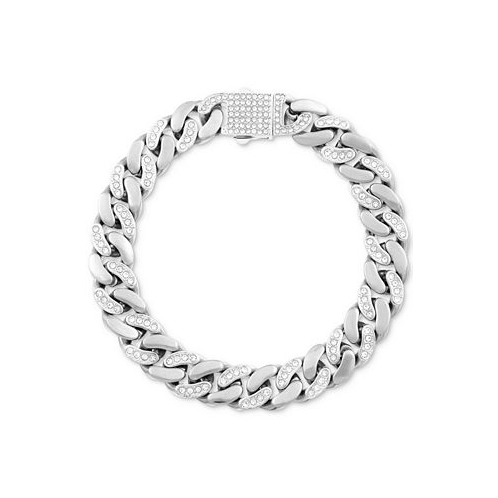 LEGACY for MEN by Simone I. Smith Mens Crystal Curb Link Bracelet in Stainless Steel & Gold-Tone Ion-Plate