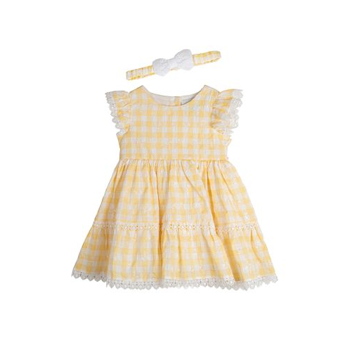 Rare Editions Baby Girls Seersucker Dress with Matching Headband and Diaper Cover 2 Piece Set