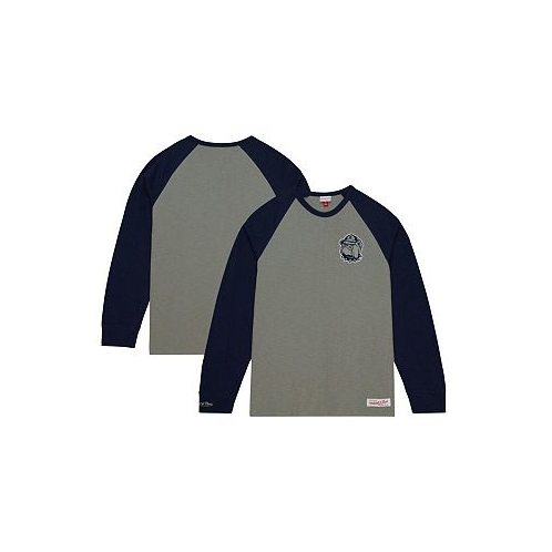 Mitchell & Ness Mens Gray Georgetown Hoyas Legendary Slub Raglan Long Sleeve T-shirt
