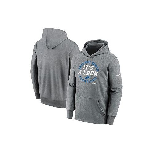 Nike Mens Heather Gray Detroit Lions 2023 NFC North Division Champions Locker Room Trophy Collection Pullover Hoodie