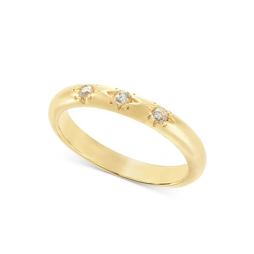 On 34th Gold-Tone Crystal Band Ring