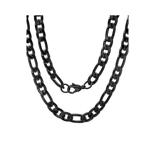 STEELTIME Mens Black Figaro Link Necklace 24