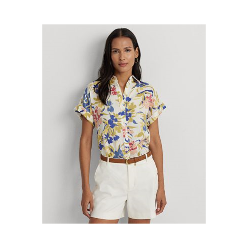 POLO Ralph Lauren Petite Linen Floral Short-Sleeve Shirt
