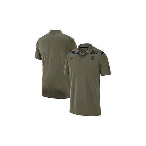 Nike Mens Olive Michigan State Spartans 2023 Sideline Coaches Military-Inspired Pack Performance Polo Shirt