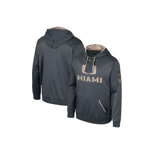 Colosseum Mens Charcoal Miami Hurricanes OHT Military-Inspired Appreciation Pullover Hoodie