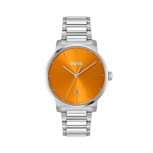 Hugo Boss Mens Dean Quartz Basic Calendar Silver-Tone Stainless Steel Watch 41mm