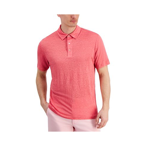 Club Room Mens Luxury Short Sleeve Linen Heathered Polo Shirt