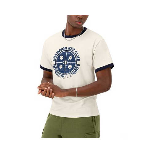 Champion Mens Standard-Fit Logo Graphic Ringer T-Shirt