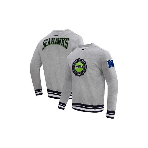 Pro Standard Mens Heather Gray Seattle Seahawks Crest Emblem Pullover Sweatshirt