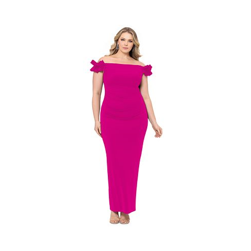 XSCAPE Plus Size Off-The-Shoulder Sheath Dress