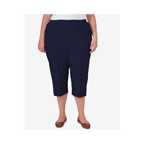 Alfred Dunner Plus Size Classic Stretch Waist Accord Capri Pants with Button Hem