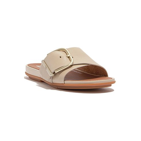 FitFlop Womens Gracie Maxi-Buckle Leather Slides