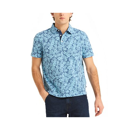 Nautica Mens Floral Print Pique Short Sleeve Polo Shirt