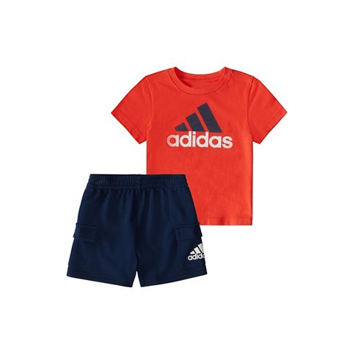 Adidas Baby Boys Short Sleeve T Shirt and French Terry Cargo Shorts 2 Piece Set