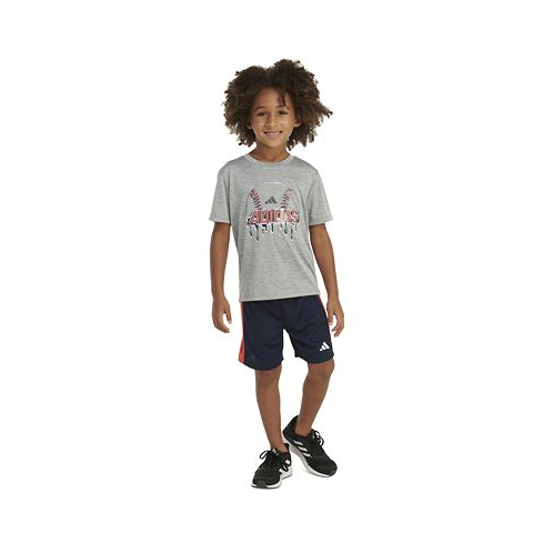 Adidas Toddler & Little Boys 2-Pc. Soccer Ball Logo Graphic T-Shirt & 3-Stripes Colorblocked Mesh Shorts Set