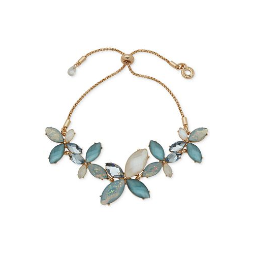 Anne Klein Gold-Tone Mixed Stone Flower Slider Bracelet
