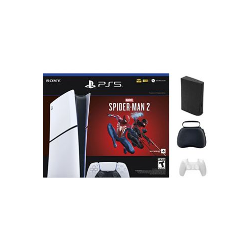 Sony PlayStation 5 Slim Console Digital Edition Marvels Spider-Man 2 Bundle (Full Game Download Included) With Accessories Bundle