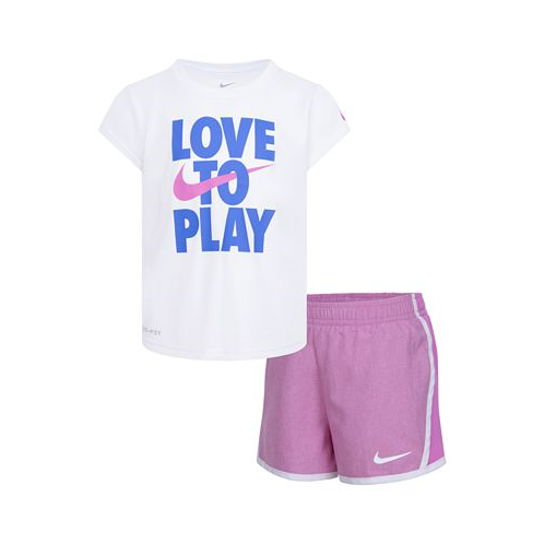 Nike Little Girls Dri-FIT All Day Short Sleeve Tee and Shorts Set