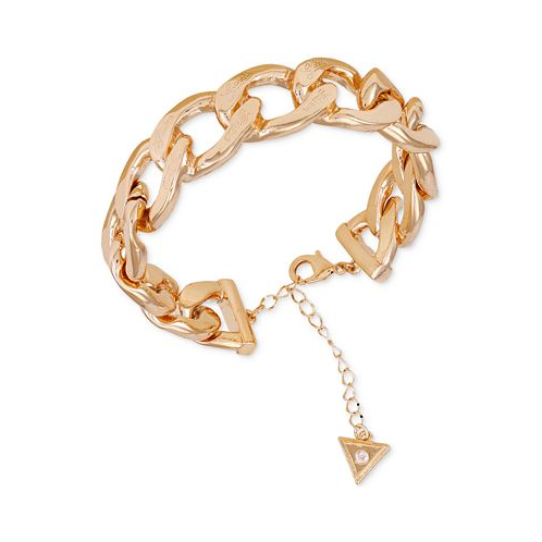 GUESS Gold-Tone Logo-Detail Graduated Chunky Curb Chain Bracelet