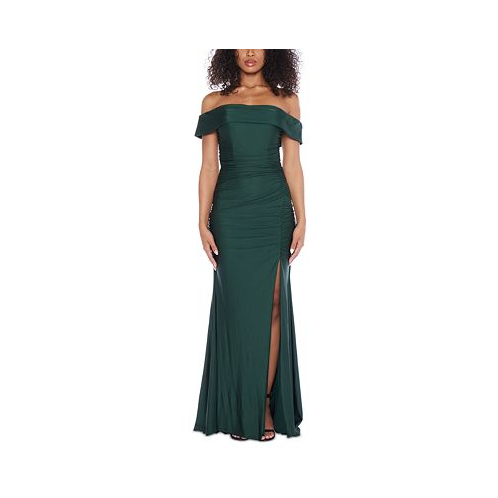 B Darlin Juniors Ruched Off-The-Shoulder Gown
