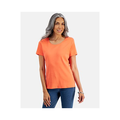 Style & Co Womens Cotton Short-Sleeve Scoop-Neck Top XS-4X