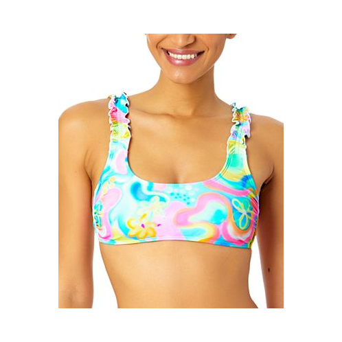 Salt & Cove Juniors Swirl-Print Ruffle-Strap Bikini Top