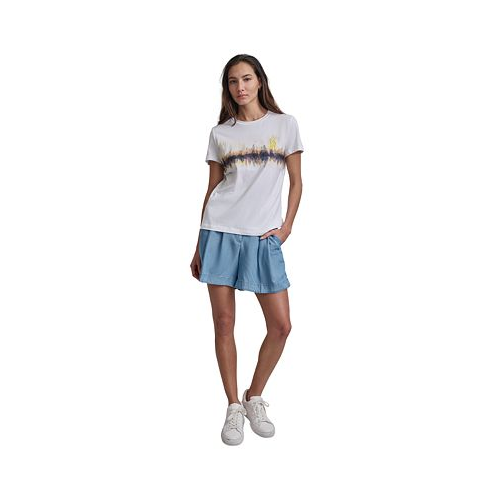 DKNY Womens Cityscape-Graphic Short-Sleeve T-Shirt