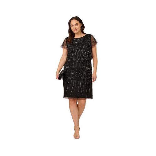 Adrianna Papell Plus Size Beaded Cocktail Dress