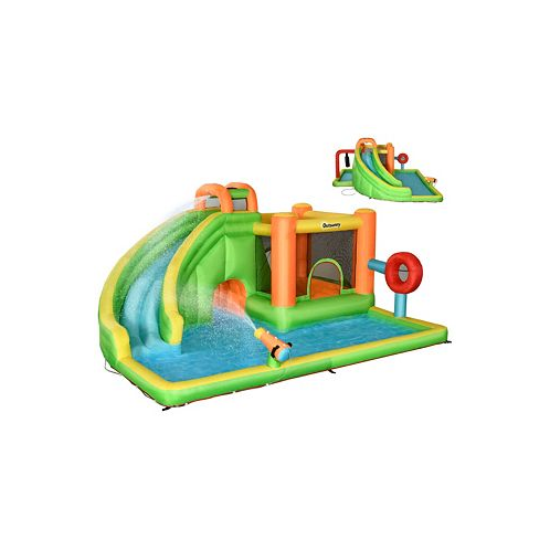 Outsunny 7-in-1 Pool Sports Inflatable Bounce House Large Outdoor Game Inflatable Castle