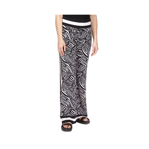 Michael Kors Womens Zebra-Print Wide-Leg Pants
