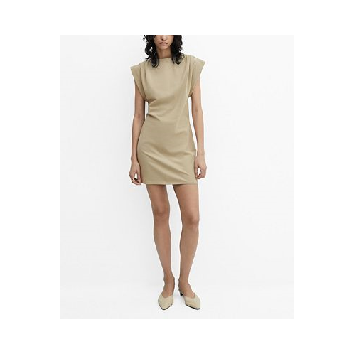 MANGO Womens Pleated Sleeve Dress