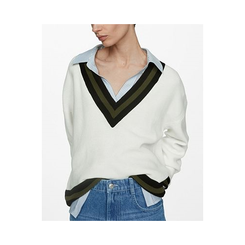 MANGO Womens Contrast Trim Sweater