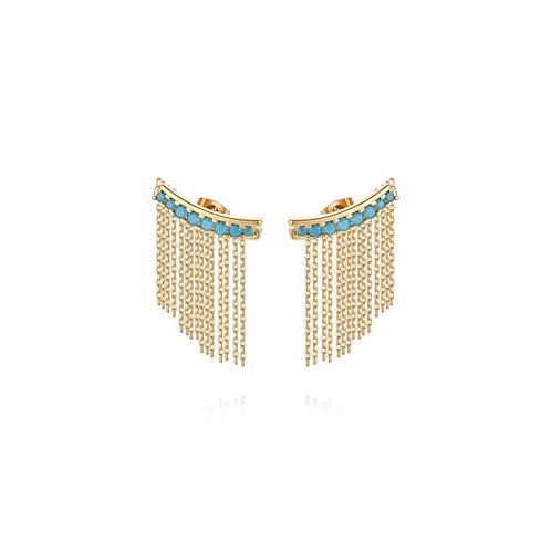 ETTIKA Turquoise Bead 18k Gold Plated Ear Crawler