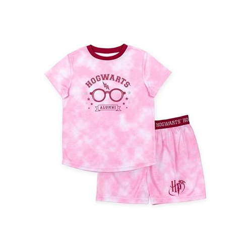 Harry Potter Girls Pajama Shirt and Shorts Sleep Set Tie Dye Pink