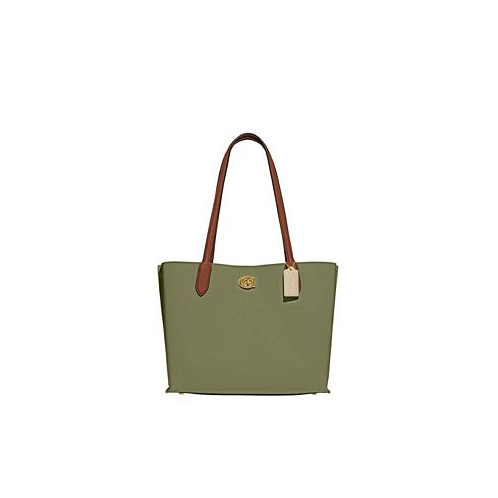 COACH Polished Pebble Leather Willow Tote with Interior Zip Pocket