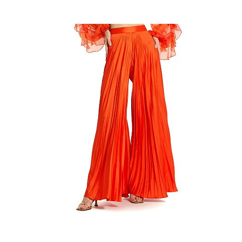 Mac Duggal Womens Pleated Charmeuse Wide Leg Pants