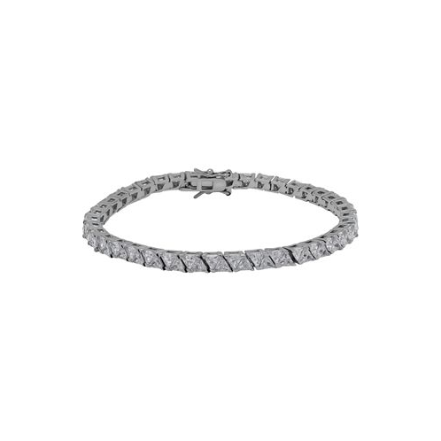 Macys Silver-Plated Cubic Zirconia Trillion Link Bracelet