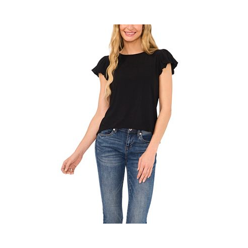 CeCe Womens Date Night Cap Bubble Sleeve Tee with Bow Tie Back